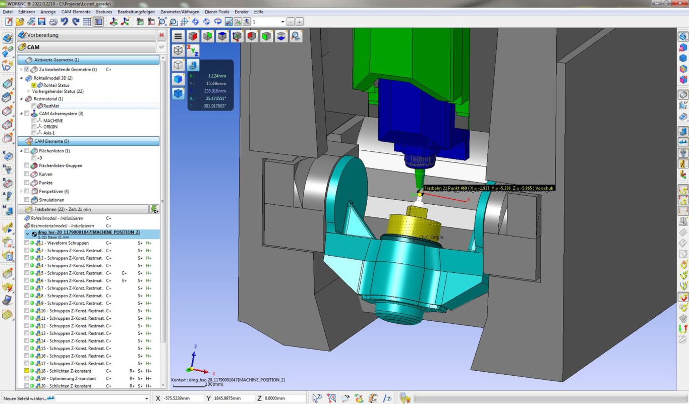 Frässimulation mit Maschine