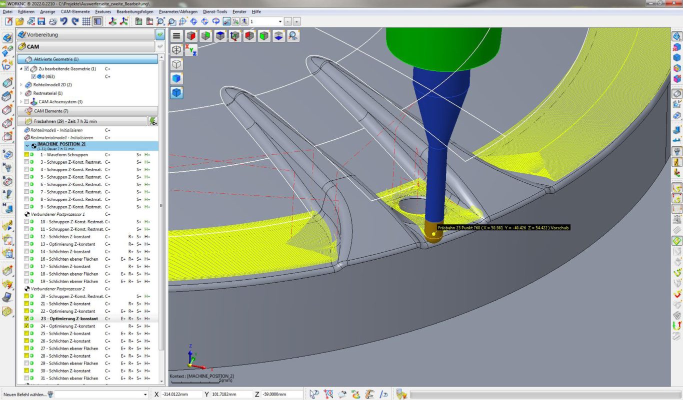 NC-Programmierung, flache Bereiche